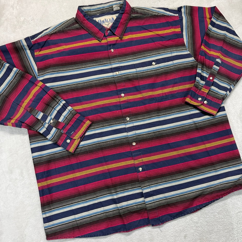 Vintage Himalaya Outfitters‎ Shirt Men's Big 2XL Button Down Multi Color Striped